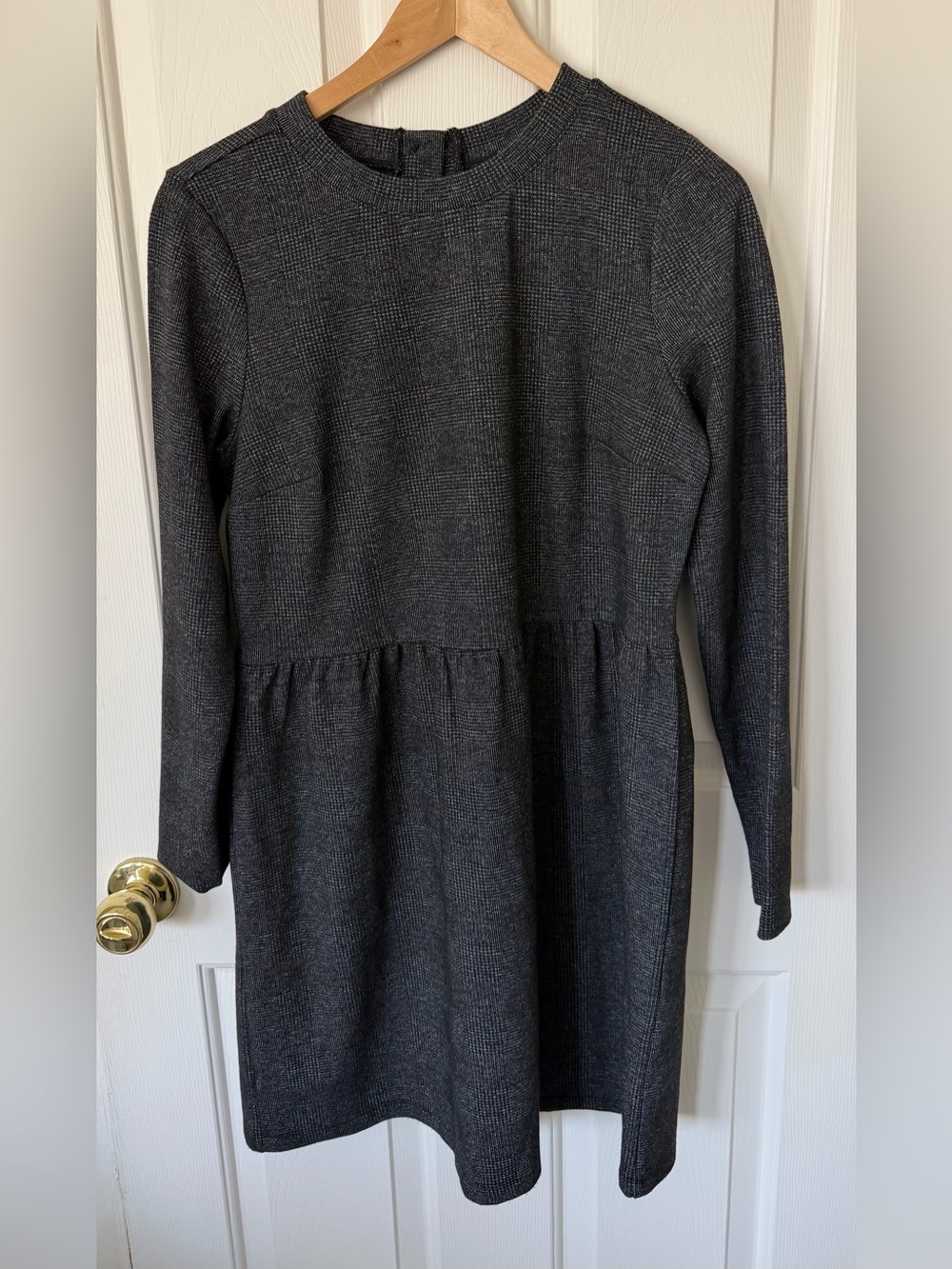LOFT Charcoal Gray Textured Knit Mini Dress